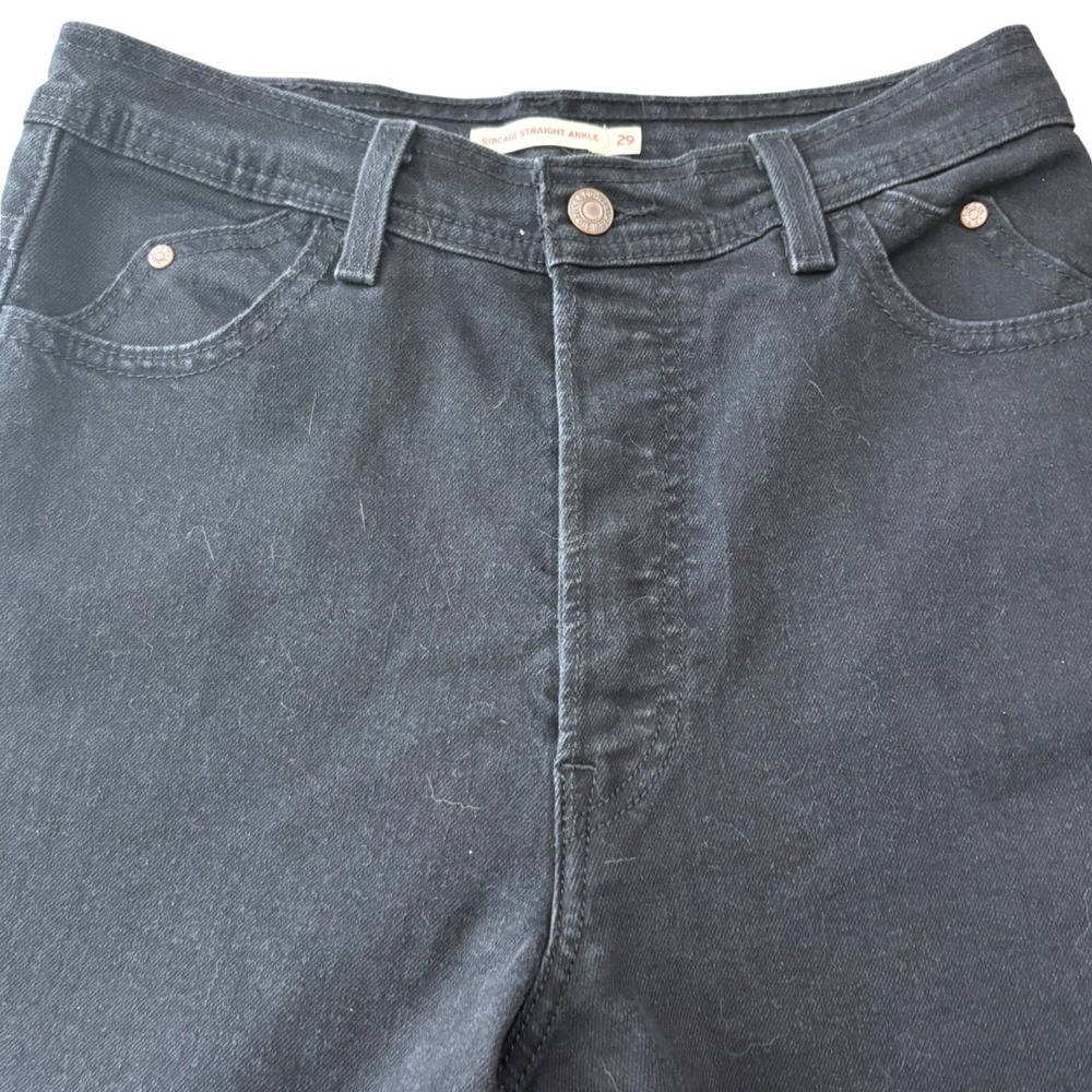 Levis Ribcage Straight Ankle Jeans Womens 29 Black High Rise Cotton Denim Crop - Picture 2 of 6